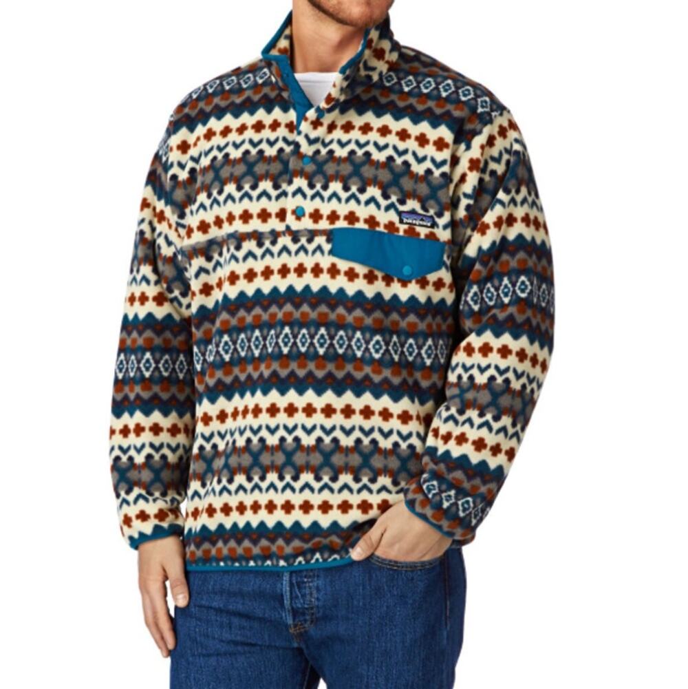 Patagonia Synchilla Snap T Sweater Fair Isle Fleece Cliff Underwater Blue XS